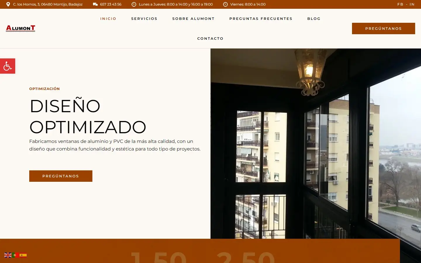 Página de inicio de la web de Alumont