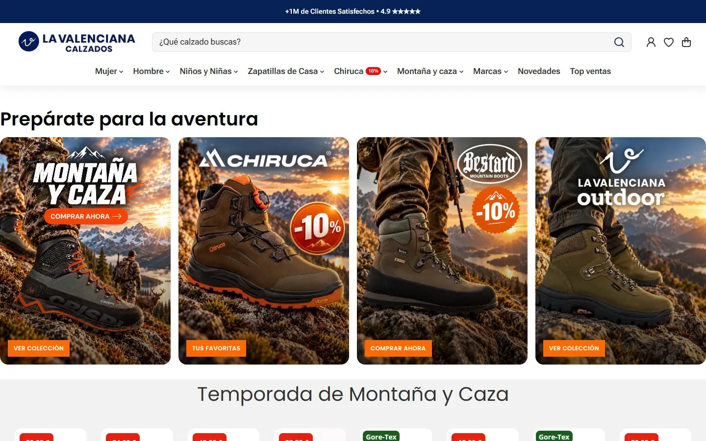 Página de inicio de la web de La Valenciana Calzados
